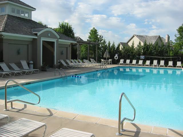 The Indian Lakes community swimming pool and clubhouse